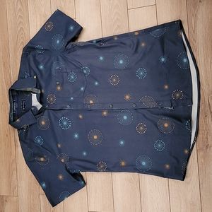 WILLIAM MURRAY Golf Dark Navy Abstract Golf Clubs Pattern L Short Sleeve Shirt